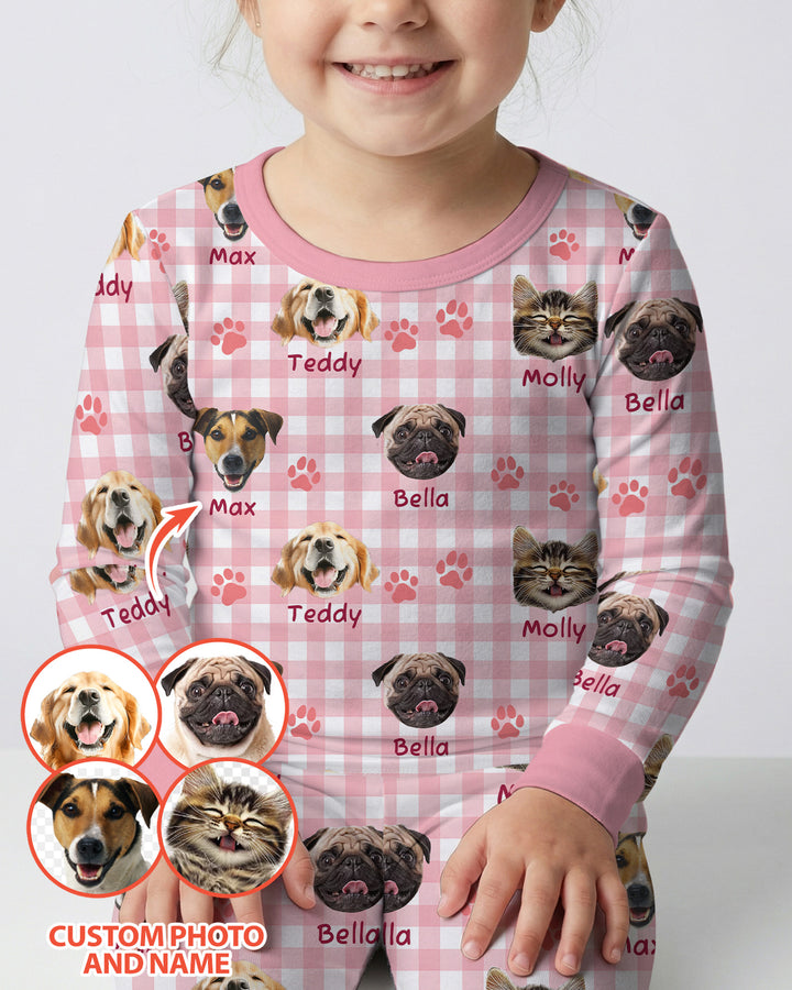 Custom Pet Photo With Name Bamboo Two Piece Long Sleeve Pajama Set