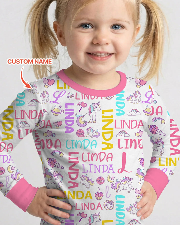 Zweiteiliges Langarm-Pyjama-Set mit Sommerfrüchten