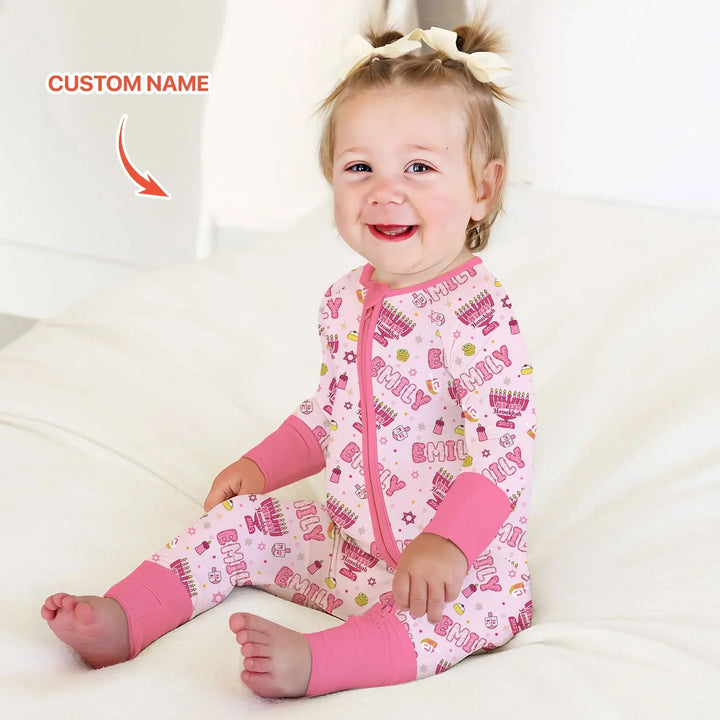 Custom name My First Hanukkah 2025 Bamboo Convertible Zippy