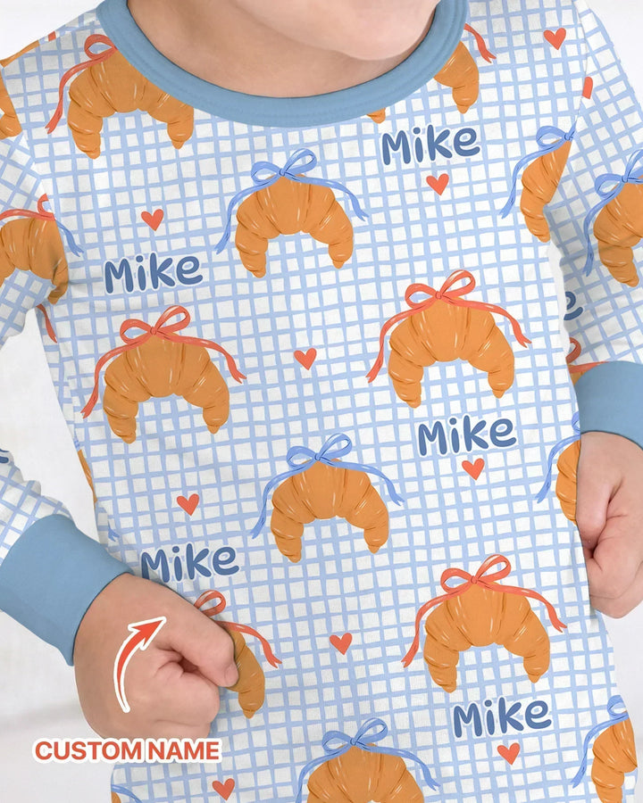 Breakfast Love Family Matching Bamboo Two Piece Long Sleeve Pajama Set