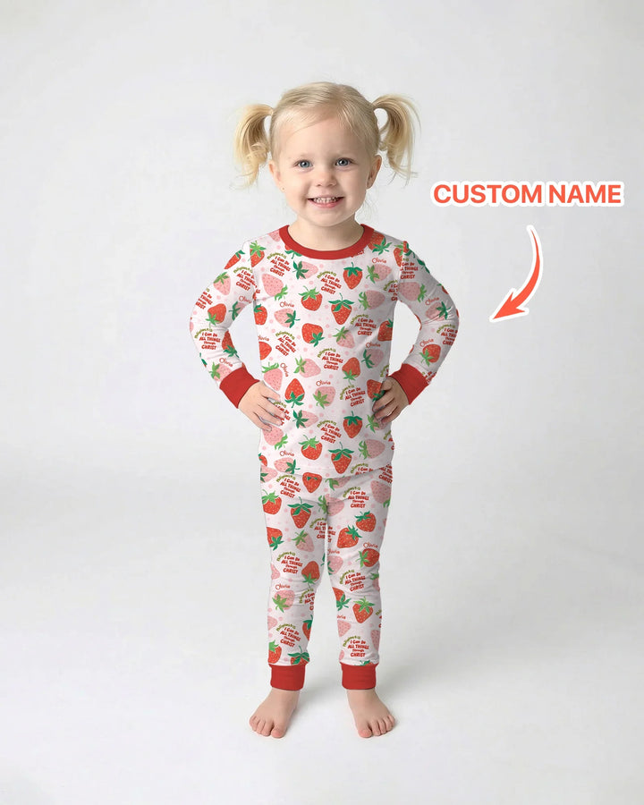 Zweiteiliges Langarm-Pyjama-Set mit Sommerfrüchten