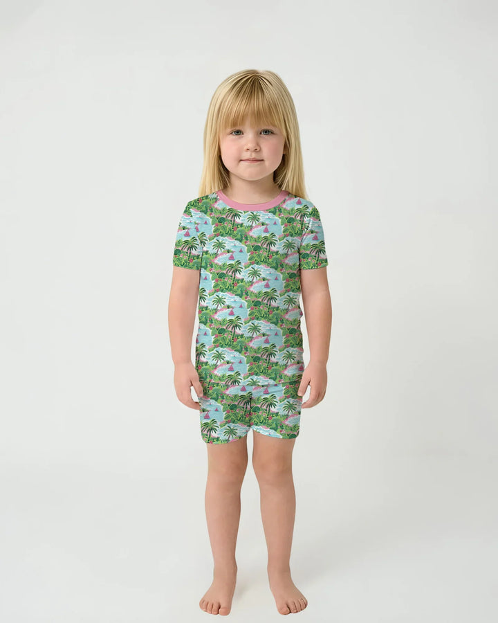 Template Zweiteiliges Pyjama-Set mit kurzen Ärmeln und Shorts