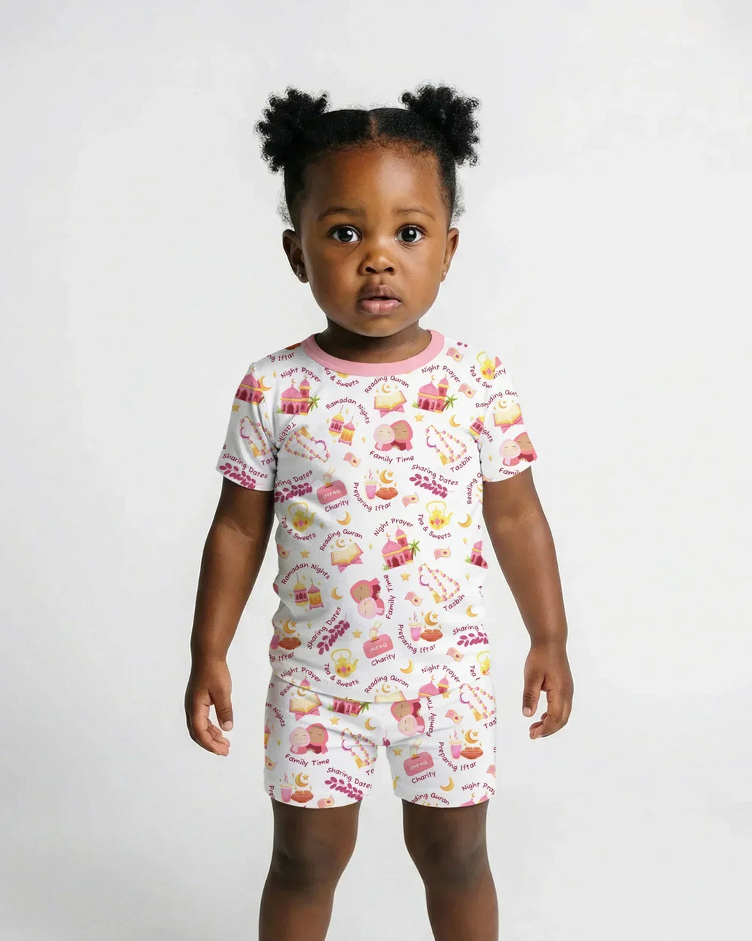 Ramadan Mubarak Matching Family Bamboo Two Piece Short Sleeve Shorts Pajama Set