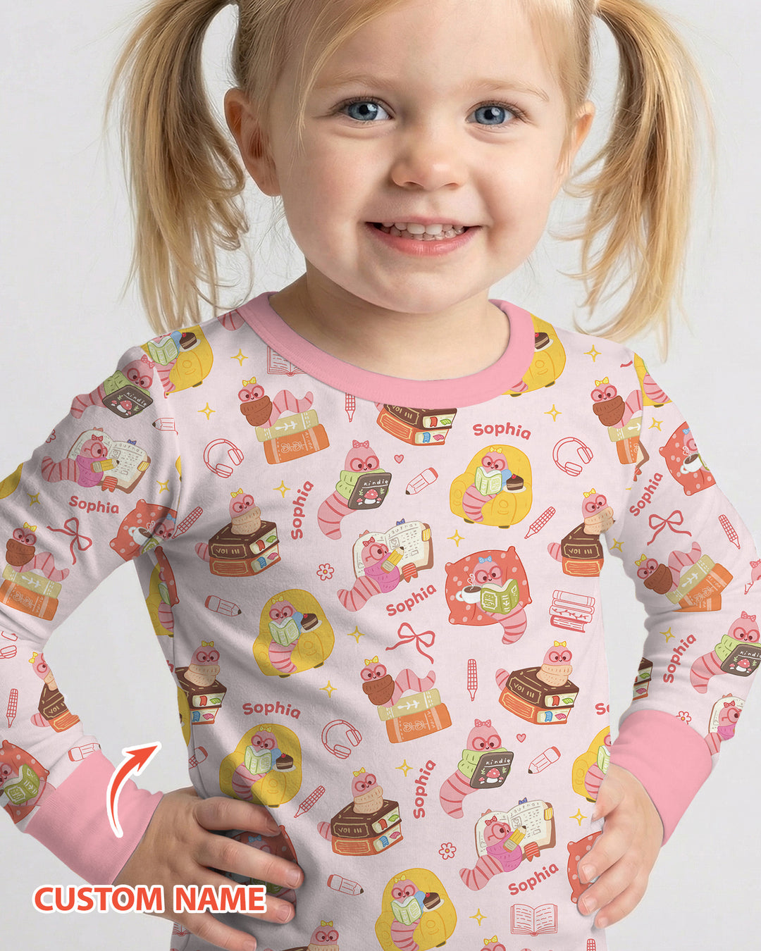 Little Book Worm Family Matching Bamboo Two Piece Long Sleeve Pajama Set