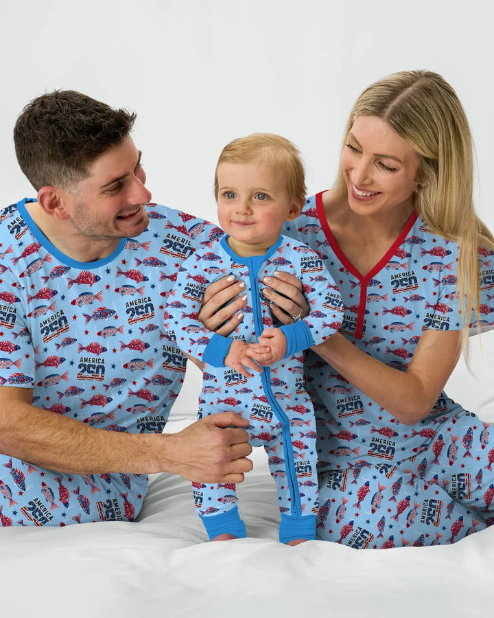 Stars and Stripes Fisch Bambus Pyjama Set für Damen