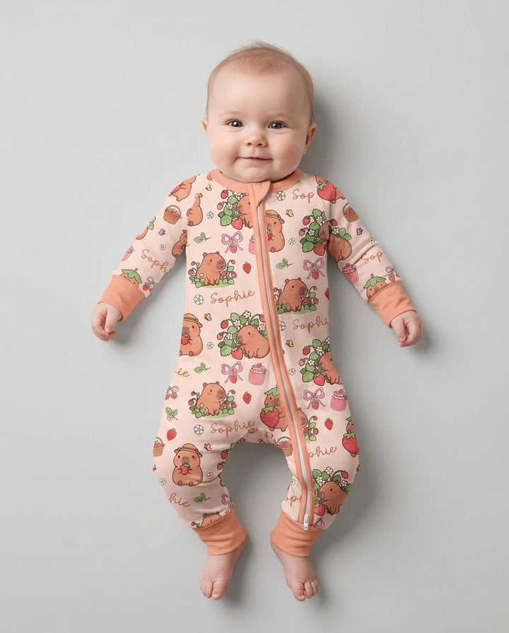 Custom Name Capybara Strawberry Bamboo Convertible Zippy