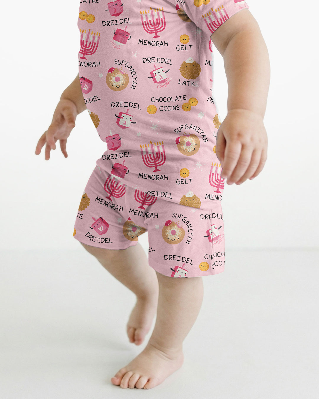 Family Hanukkah Matching Bamboo Two Piece Short Sleeve Shorts Pajama Set