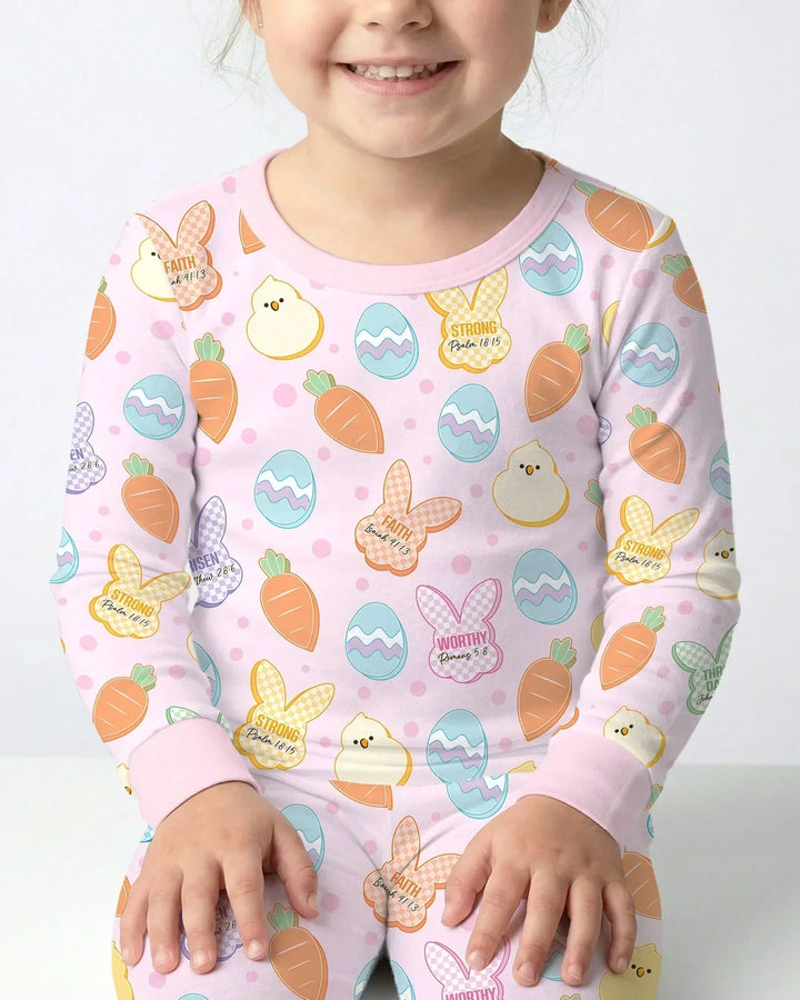 Easter Christian Bunny Bamboo Two Piece Long Sleeve Pajama Set