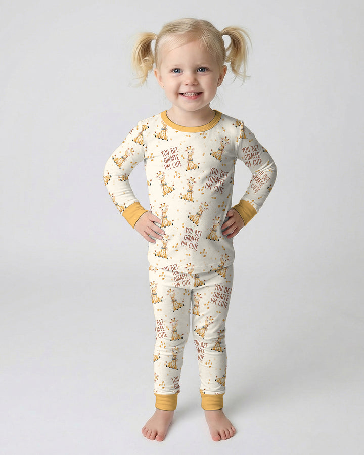 You Bet Giraffe I'm Cute Bamboo Two Piece Long Sleeve Pajama Set