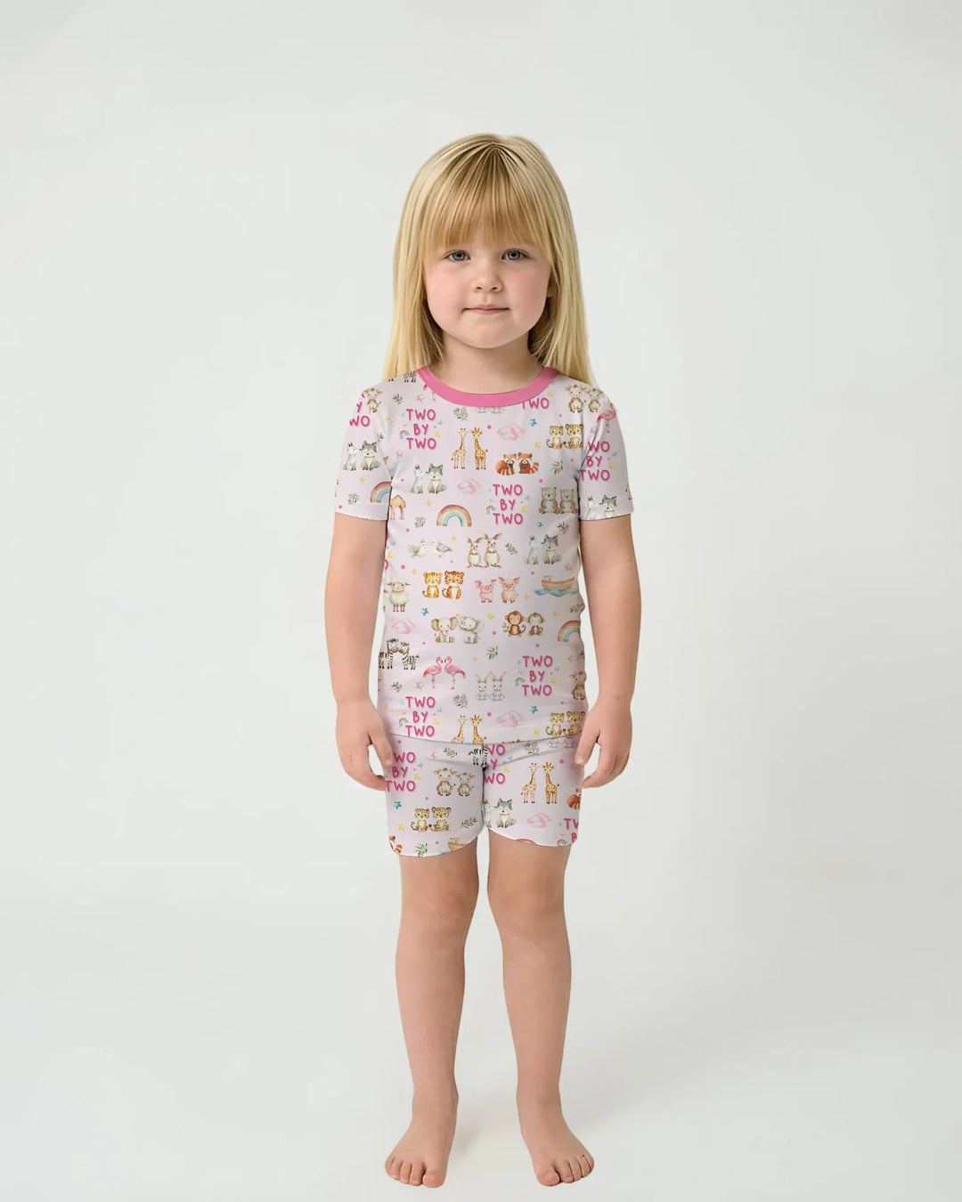 Two By Two Bamboo Two Piece Short Sleeve Shorts Pajama Set