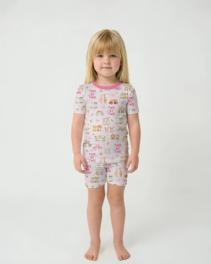Two By Two Bamboo Two Piece Short Sleeve Shorts Pajama Set
