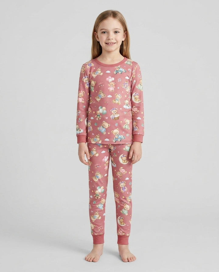 Kawaii Teddy Bamboo Two Piece Long Sleeve Pajama Set