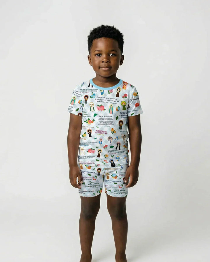 Catholic Saint Quotes Bamboo Two Piece Short Sleeve Shorts Pajama Set