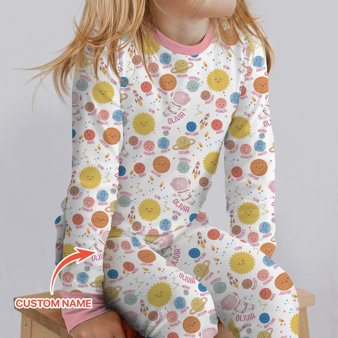 Zweiteiliges Langarm-Pyjama-Set mit Sommerfrüchten