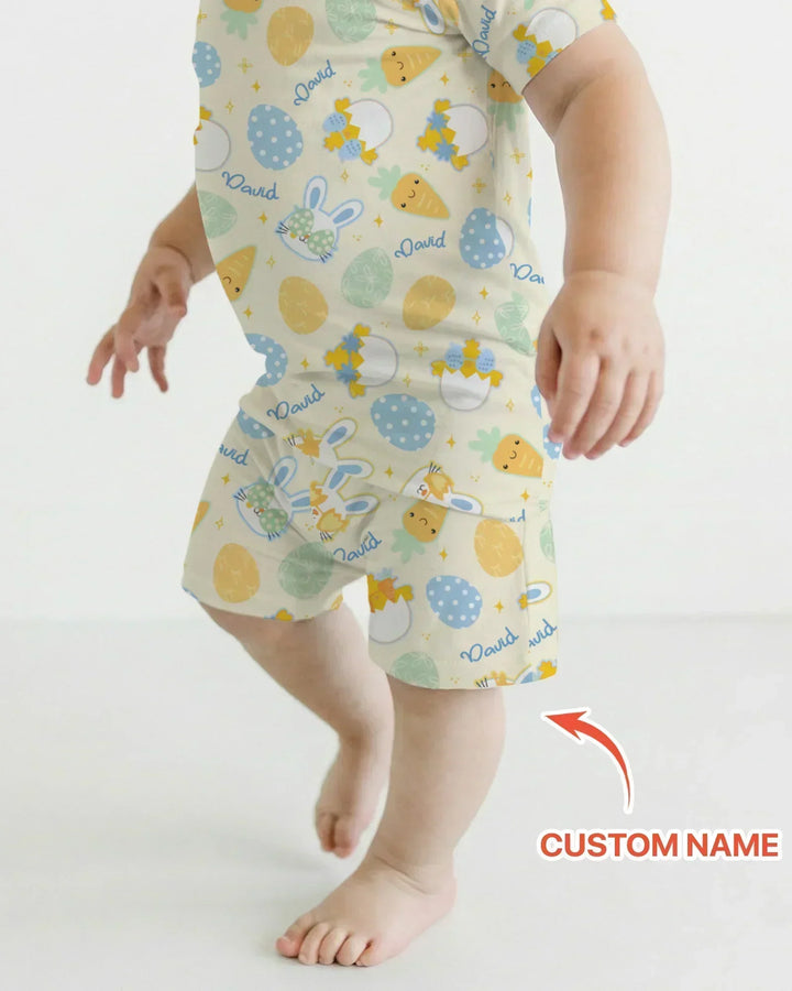 Zweiteiliges Pyjama-Set mit kurzen Ärmeln und Shorts im Sommer-Design