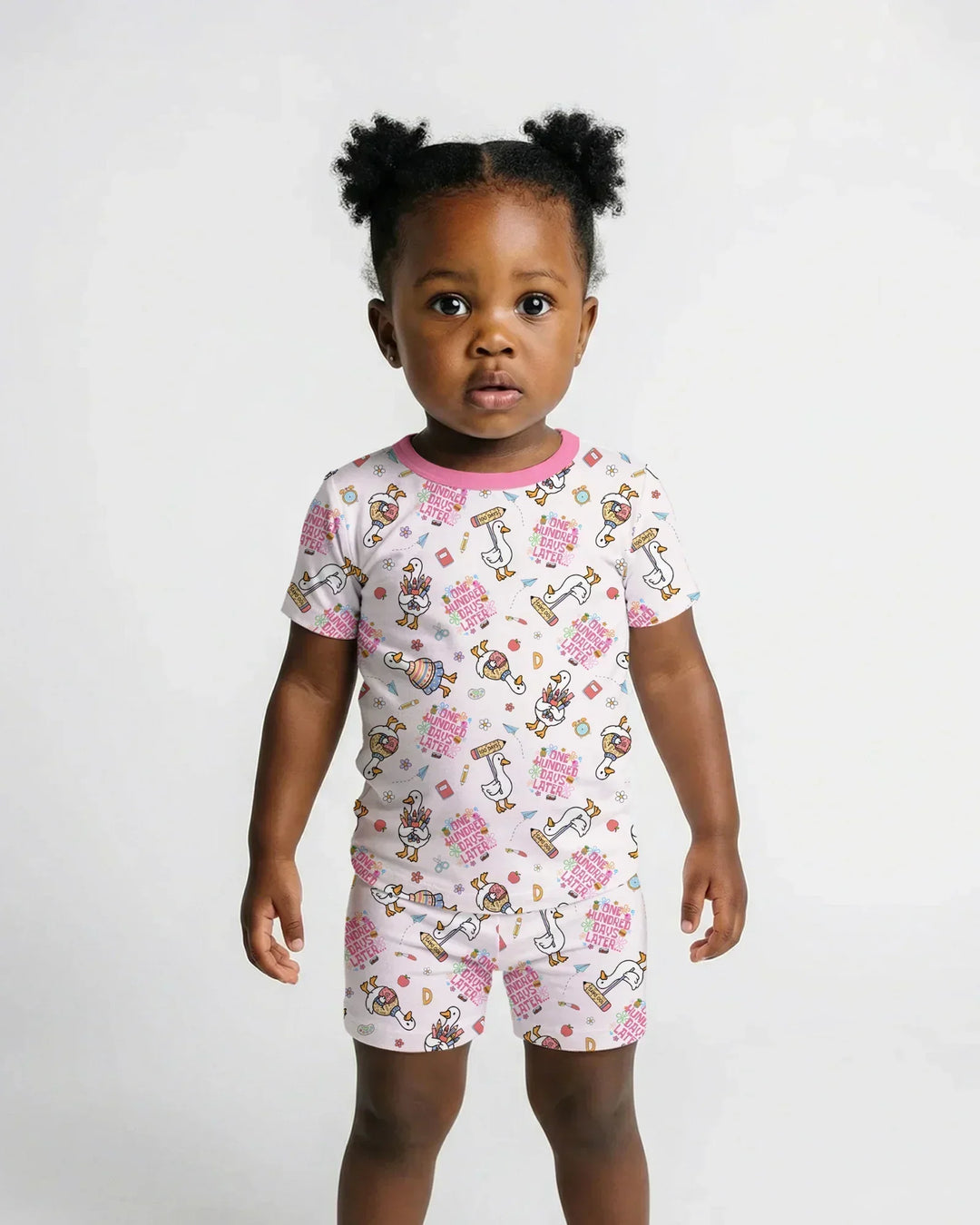 One Hundred Days Later Silly Goose Bamboo Two Piece Short Sleeve Shorts Pajama Set