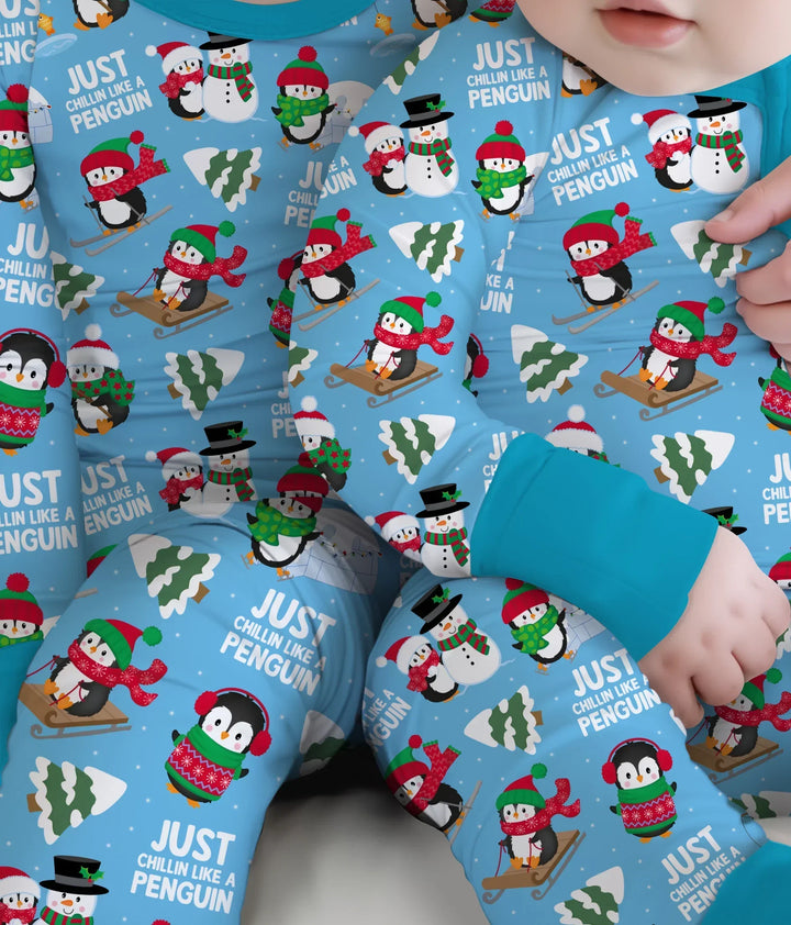 Chillin Like A Penguin Bamboo Two Piece Long Sleeve Pajama Set