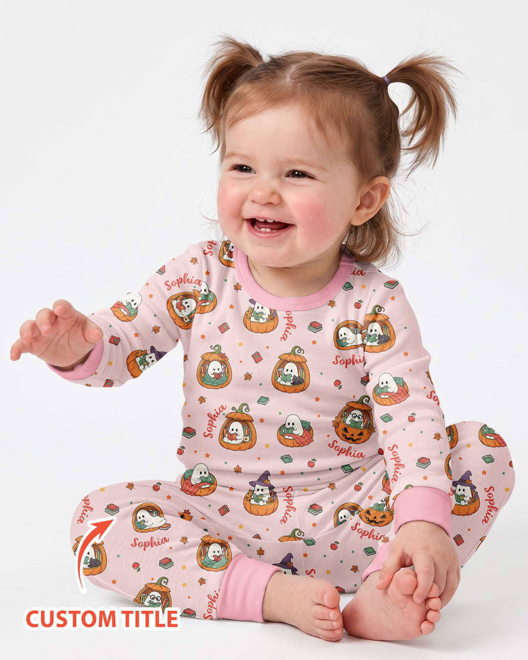 Bookish Boo Ghost Pumpkin Bamboo Two Piece Long Sleeve Pajama Set