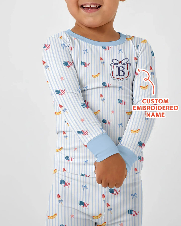 Zweiteiliges Langarm-Pyjama-Set mit Sommerfrüchten