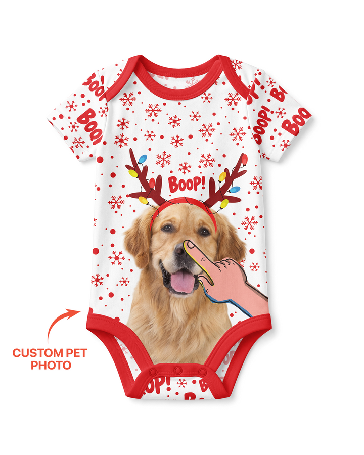 Custom Pet Photo Funny Christmas Boop Bamboo Bodysuit
