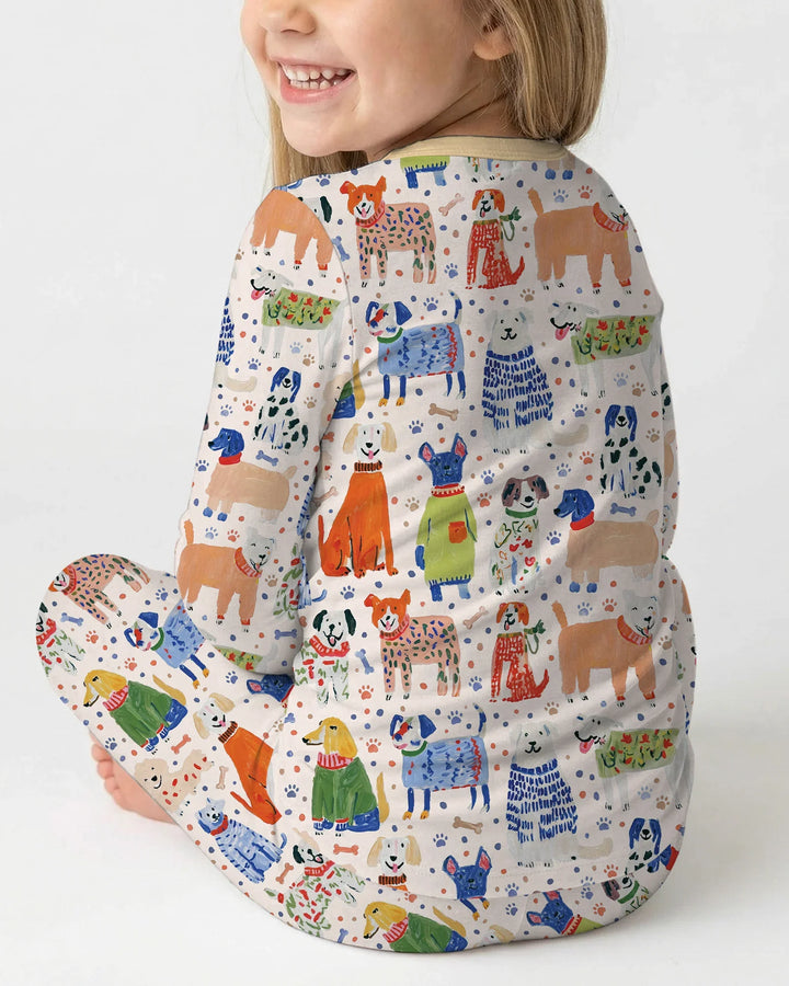 Whimsical Puppy Bamboo Two Piece Long Sleeve Pajama Set