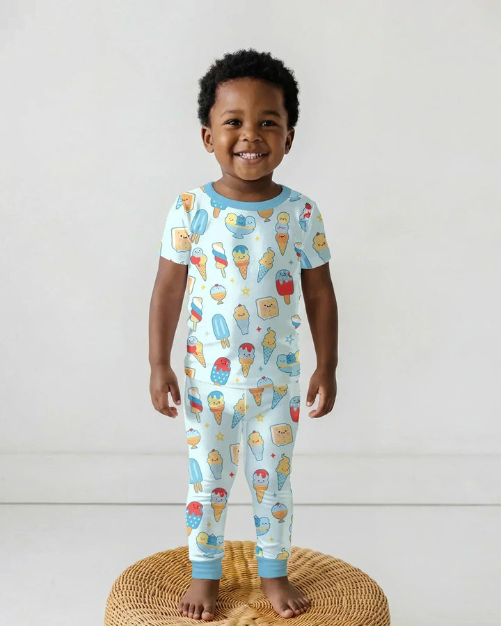 American Ice cream Bamboo Two Piece Short Sleeve Pajama Set