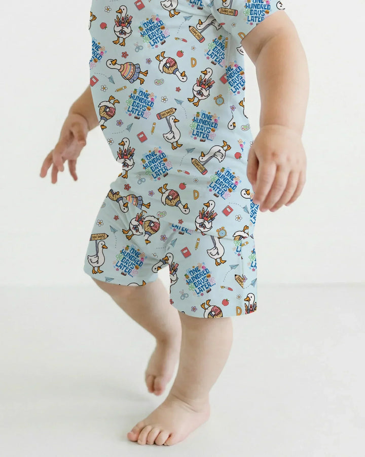 One Hundred Days Later Silly Goose Bamboo Two Piece Short Sleeve Shorts Pajama Set