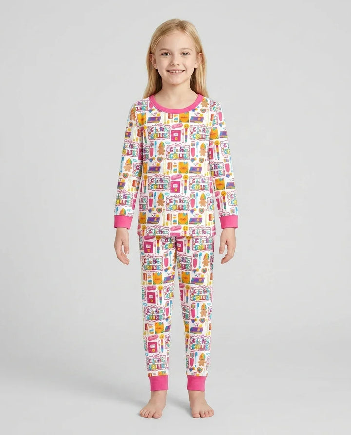 Zweiteiliges Langarm-Pyjama-Set mit Sommerfrüchten