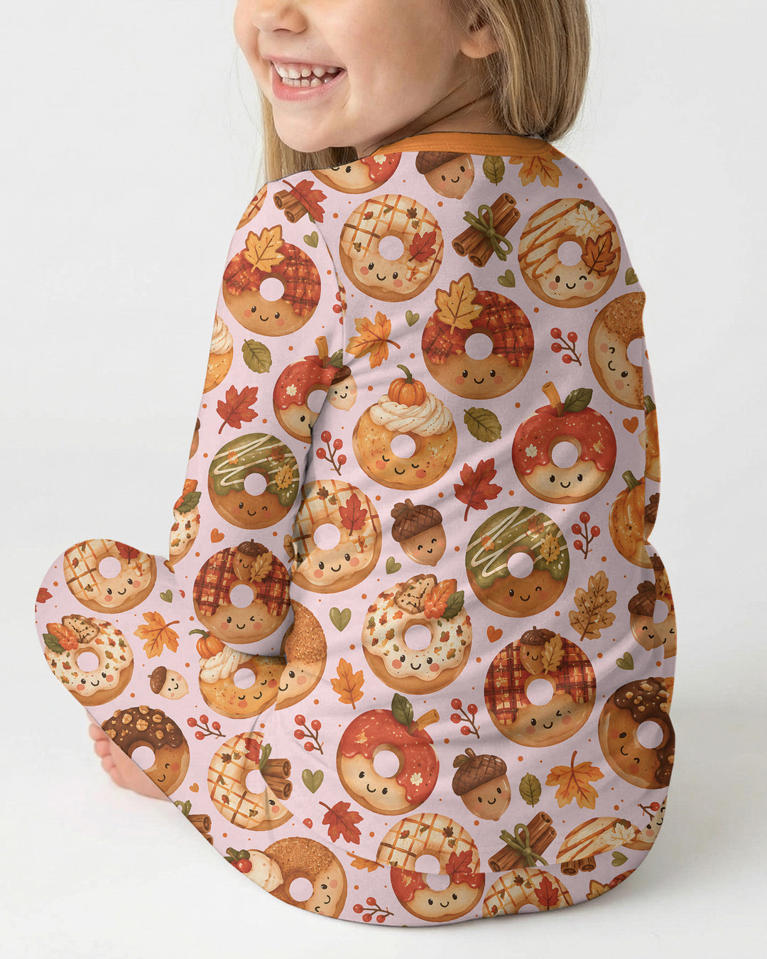Cute Fall Donut Bamboo Two Piece Long Sleeve Pajama Set