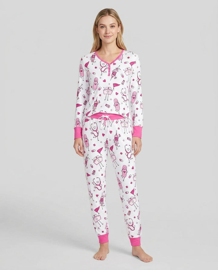 Familien-Pyjama-Set aus Bambus für Damen mit Küsten-Charme