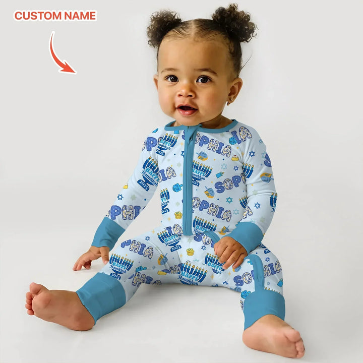 Custom name Happy Hanukkah 2025 Bamboo Convertible Zippy
