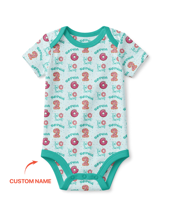 Custom Name Two Sweet Donut Bamboo Bodysuit