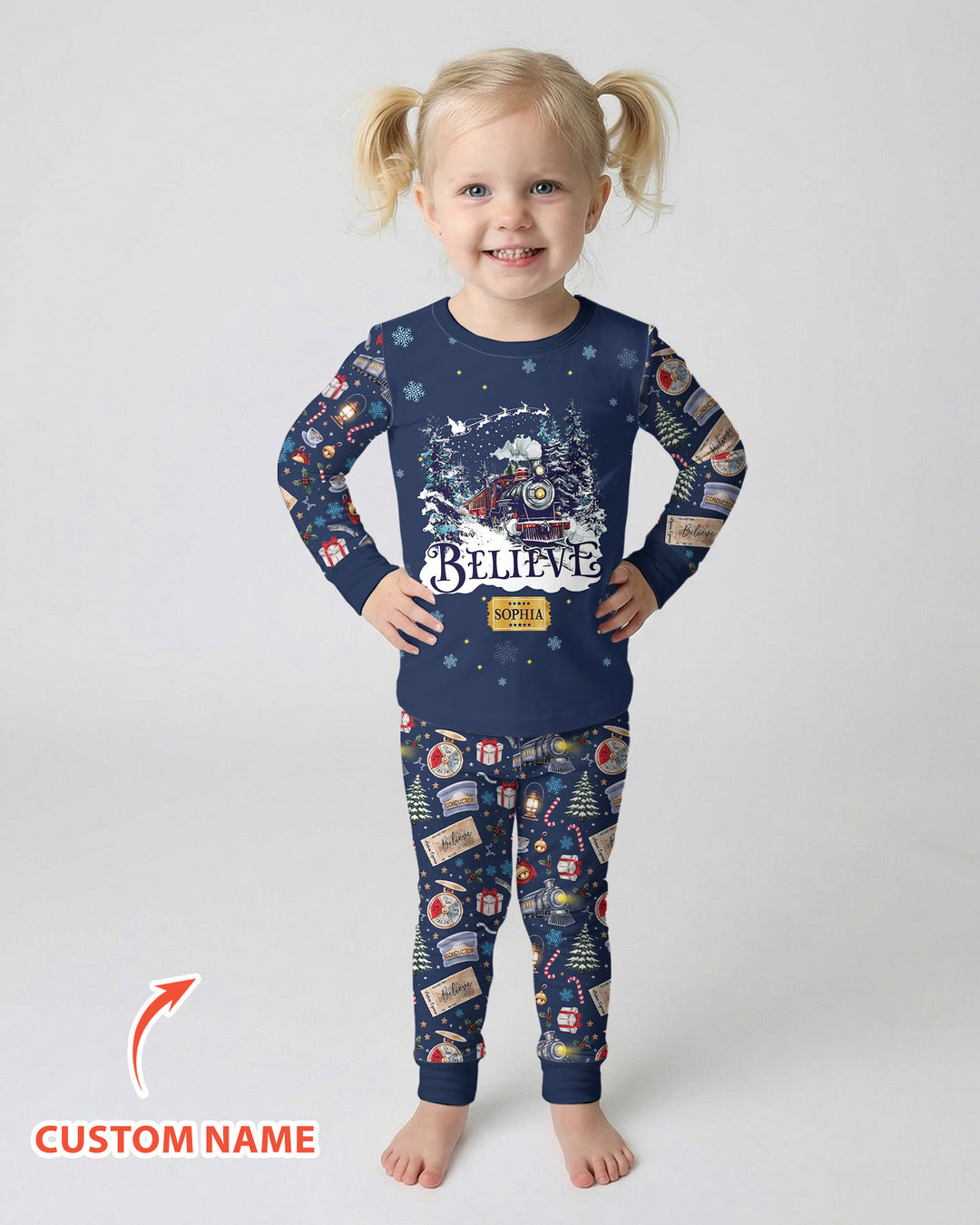 Believe Train Bamboo Two Piece Long Sleeve Pajama Set