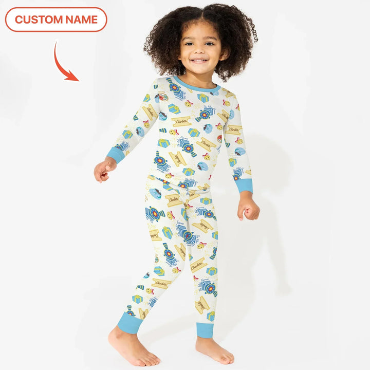 Zweiteiliges Langarm-Pyjama-Set mit Sommerfrüchten