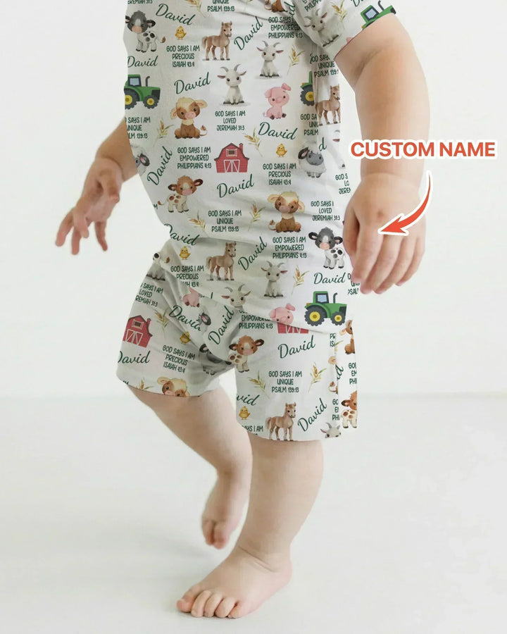 Zweiteiliges Pyjama-Set mit kurzen Ärmeln und Shorts im Sommer-Design