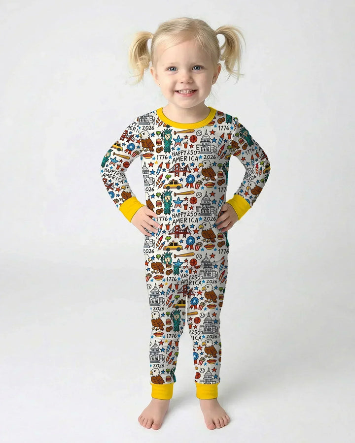 Zweiteiliges Langarm-Pyjama-Set mit Sommerfrüchten