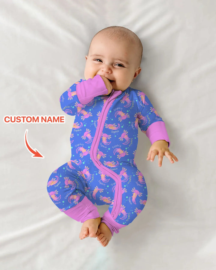Axolotl Glow Custom Name Bamboo Convertible Zippy