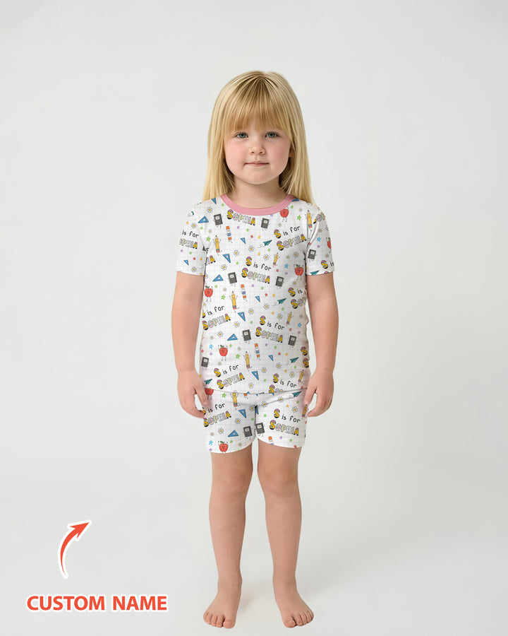 Schlafanzug-Set zweiteilig, kurze Ärmel, kurze Hose, Bambus