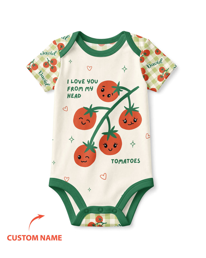 I Love You From My Head Tomatoes Custom Name Bamboo Bodysuit