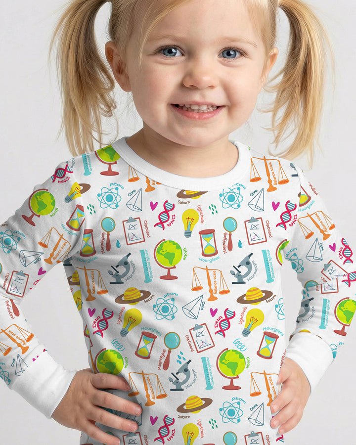 Tiny Scientist Explores The World Bamboo Two Piece Long Sleeve Pajama Set