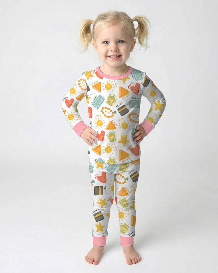 Zweiteiliges Langarm-Pyjama-Set mit Sommerfrüchten