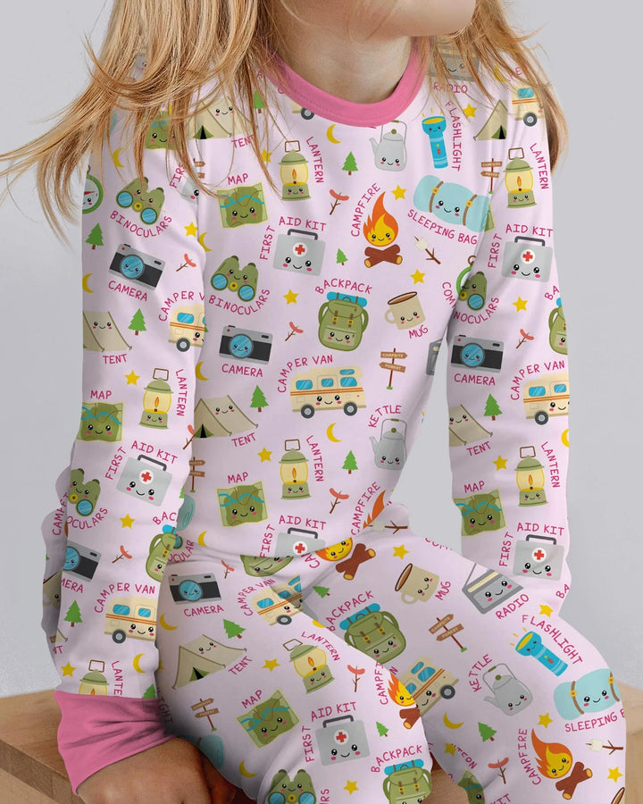 Zweiteiliges Langarm-Pyjama-Set mit Sommerfrüchten