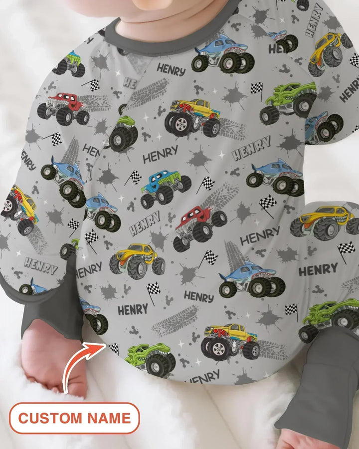 Monster Truck Dirt Jam Custom Name Daddy & Me Matching Bamboo Convertible Zippy