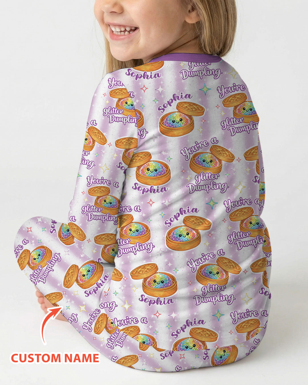 Personalized You're Glitter Dumpling Bamboo Two Piece Long Sleeve Pajama Set