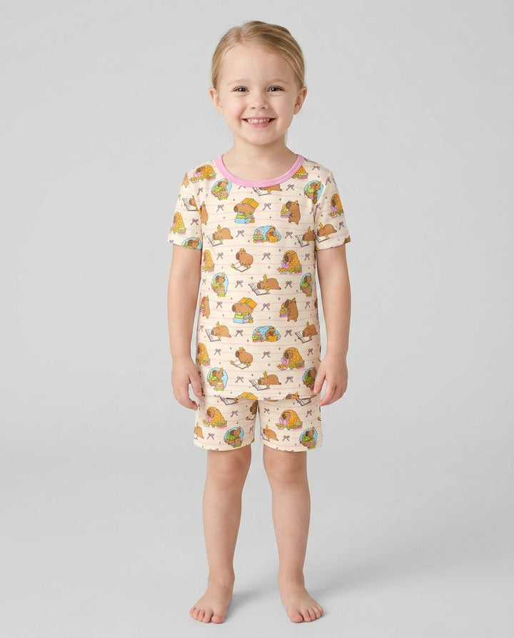 Schlafanzug-Set zweiteilig, kurze Ärmel, kurze Hose, Bambus