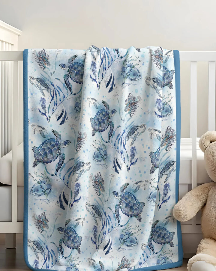 Little Turtles Family Matching Bamboo Blanket