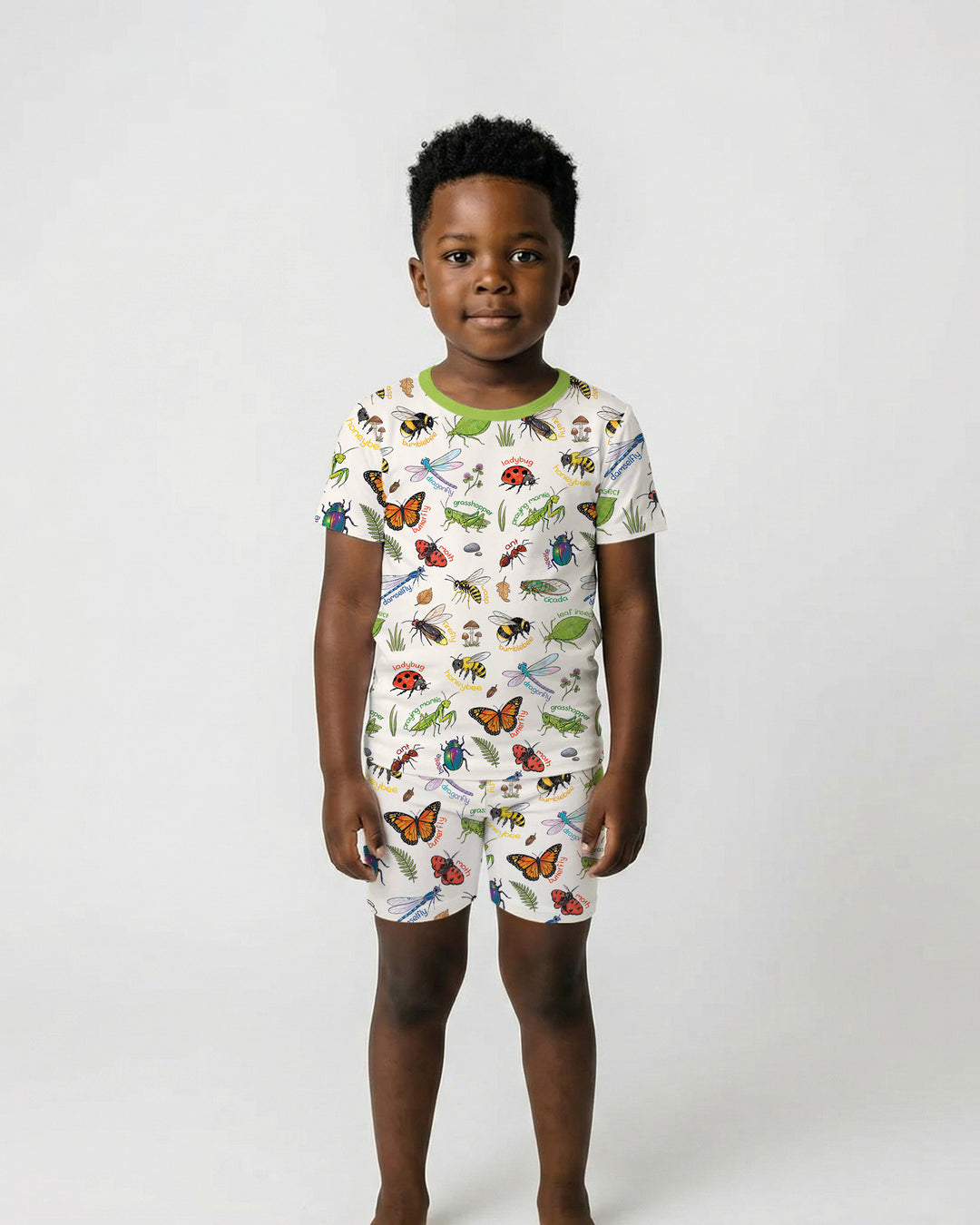 Bug Learning Bamboo Two Piece Short Sleeve Shorts Pajama Set