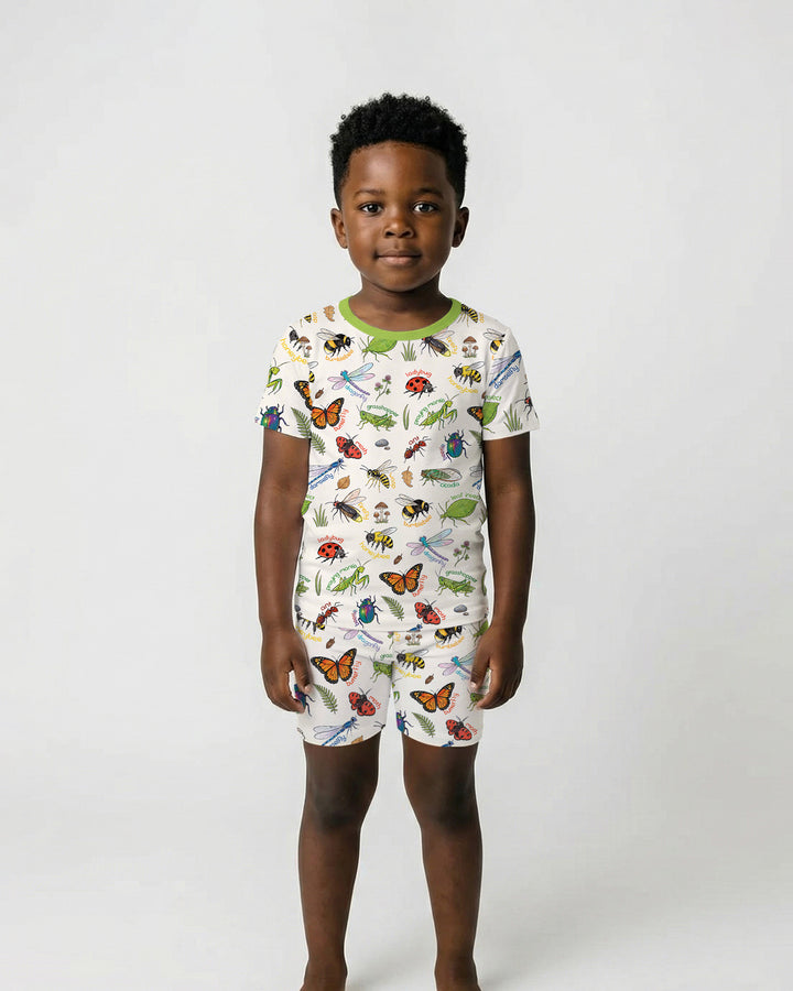 Bug Learning Bamboo Two Piece Short Sleeve Shorts Pajama Set