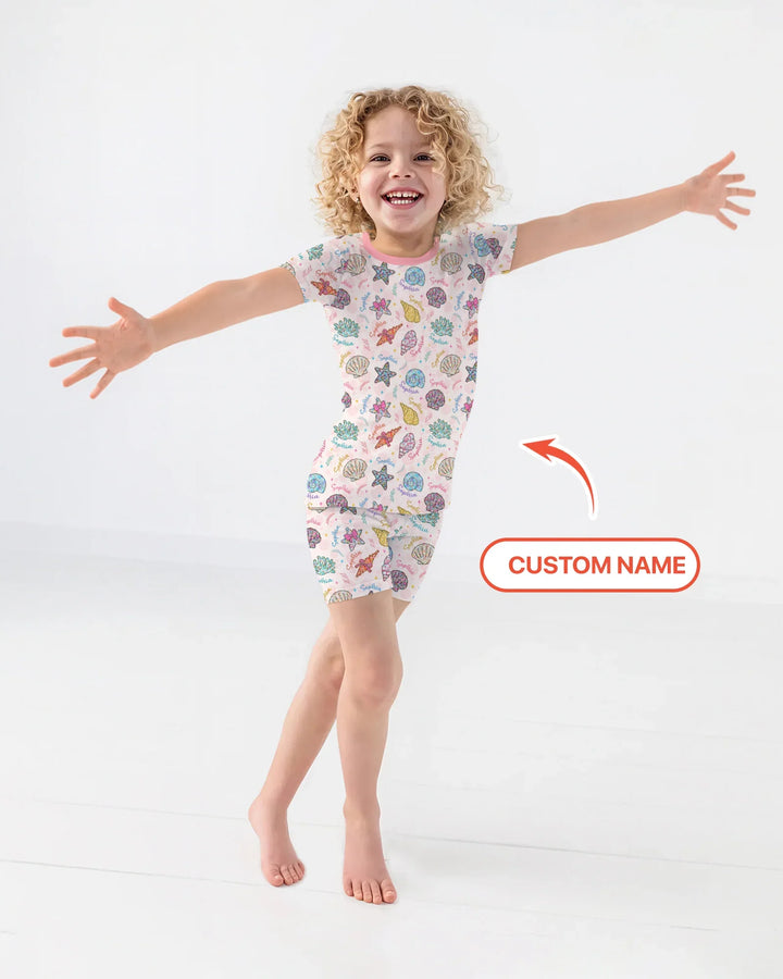 Zweiteiliges Pyjama-Set mit kurzen Ärmeln und Shorts im Sommer-Design