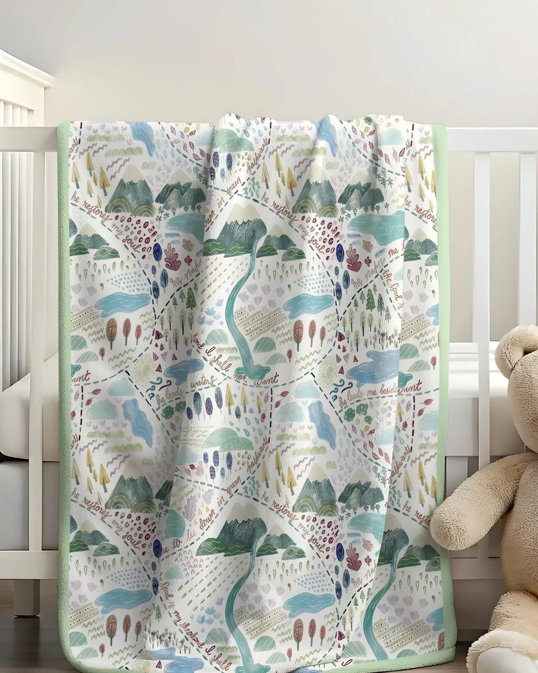 Whimsical Psalms 23 Map Bamboo Blanket